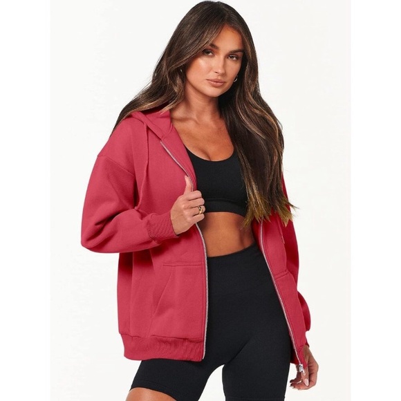 Women's Oversized Zip Up Hoodies Sweatshirts Y2K Clothes Jackets with Pockets - Picture 3 of 9